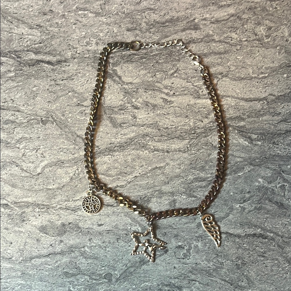 Silver Charm necklace with Star and Wing with earrings